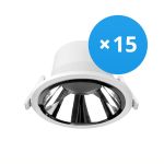Lot 15x Noxion Downlight LED Apollo 20W 2300lm 60D - 830 Blanc Chaud | 220mm - Diamètre 200mm - Alu Réflecteur - UGR <19
