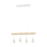 Eglo Suspension Luminaire Townshend Acier Blanc Bois | IP20 - Convient pour 4x E27 
