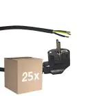 Lot 25x Noxion Power Câble d’alimentation Noir - Schuko Europlug + Extrémités ouvertes - 5m - 3 pole 0,75mm2
