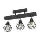Eglo Plafonnier Townshend 5 Acier Bois Noir | IP20 - Convient pour 3x E27 