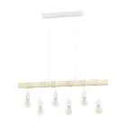 Eglo Suspension Luminaire Townshend Acier Blanc Bois | IP20 - Convient pour 6x E27 