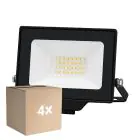 Voordeelpak 4x Noxion LED Floodlight Beamy Aluminium Zwart 20W 2200lm 100D - 830 Warm Wit | IP65 - Symmetrisch 