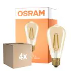Voordeelpak 4x Osram Vintage 1906 LED E27 Edison Filament Goud 7.2W 806lm - 824 Zeer Warm Wit | Vervangt 60W